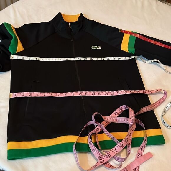 Lacoste Sport Jamaican Track Jacket Sz 4 Black Green Gold Zip Front Long Sleeve - Picture 8 of 11